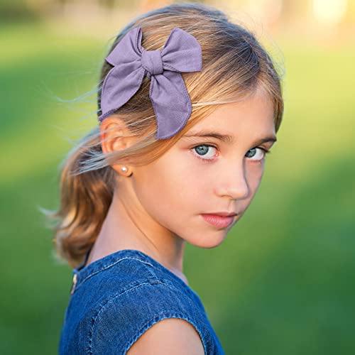 8 ADET Büyük Masal saç fiyonkları Kızlar için, pamuk Keten Saç Yay Bebekler Kızlar için El Yapımı Nötr Yay saç aksesuarları