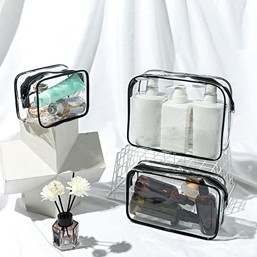 UUYYEO 4 Adet Şeffaf Plastik Seyahat Çantaları Şeffaf PVC Makyaj Çantaları Su Geçirmez Kozmetik Torbalar Fermuarlı