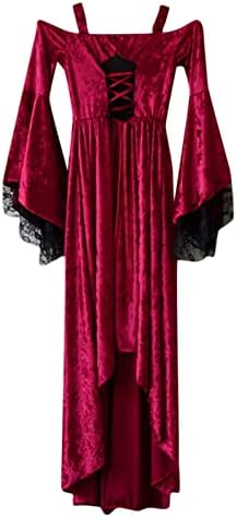 Regency Elbiseler Kadınlar için Artı Boyutu Trompet Kollu Balo Balo Lace Up Geri boyundan bağlamalı elbise Rönesans