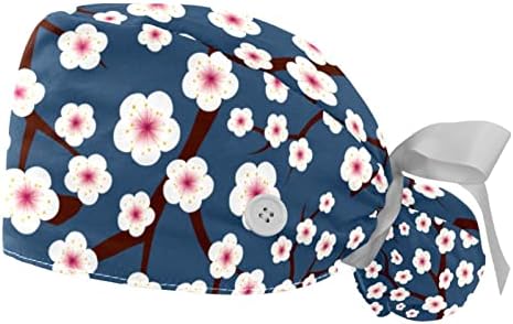 2 Adet Pembe Mavi Yeşil Çiçek Çiçeği Desen Çalışma Kap Düğmeleri ile, ayarlanabilir Kabarık Şapka At Kuyruğu Tutucu