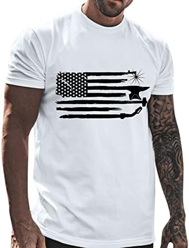 BEUU Erkek Asker Kısa Kollu Vatansever T-Shirt, 4th Temmuz Vintage Sıkıntılı Amerikan Bayrağı Yaz Casual Tee Tops