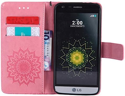 XYX Cüzdan LG kılıfı G5, [Güneş Çiçek] Premium Kapak PU Deri Manyetik Kapatma TPU Tampon Slim Fit Kapak için LG G5