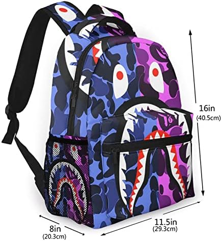Ujxoıhl Köpekbalığı Dişleri Mavi Pembe Camo Sırt Çantaları Seyahat Laptop Sırt Çantası Okul gençler için çanta Erkek