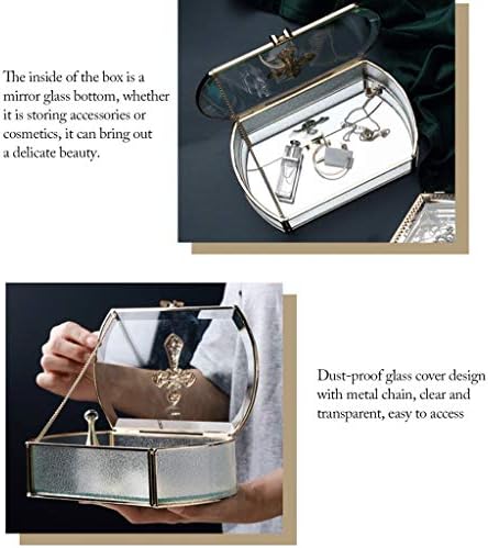 BOLOKA Mücevher Kutuları Şeffaf Cam Mücevher Kutusu Retro Lüks Mücevher Organizatör kapaklı kutu ve El Yapımı Metal