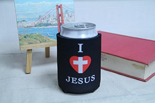 Tainada Neopren Bira İçecek İçecek Can Coolie Soğutucu İzolatörler (2 adet,Çift Taraflı Baskı) + Bir Coaster (İsa'yı