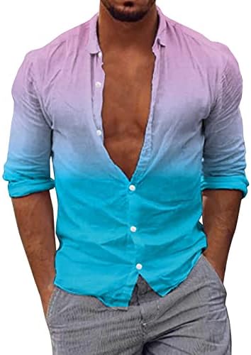 Xiloccer Erkekler Rahat Uzun Kollu Sonbahar Kış Rahat Baskılı Gömlek Moda Üst Bluz Gömlek Sevgililer Günü Gömlek Erkekler