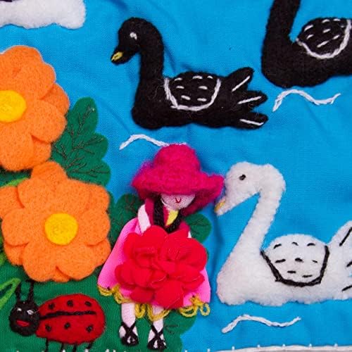 NOVİCA Hayvan Temalı Pamuklu Duvar Resmi, Çok Renkli, Bahçe Akışı'