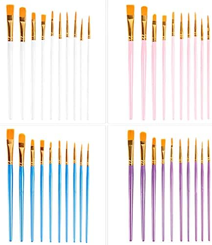 10 adet Sanatçı boya fırçası Seti Naylon Saç Plastik Saplı Akrilik Yağ Suluboya Sanat Boyama Kiti