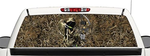 Kamyon SUV Yay Reaper Çim Camo Arka Cam Grafik Çıkartması Delikli Vinil Wrap 22x66 İnç