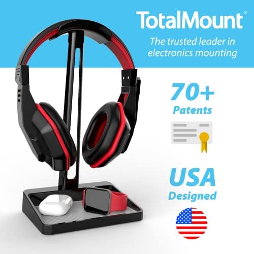 TotalMount Kulaklık Standı-Premium Kulaklık Saklama ve Koruma (Gri Silikon Tepsi Astarlı Uzun Kulaklık Standı)