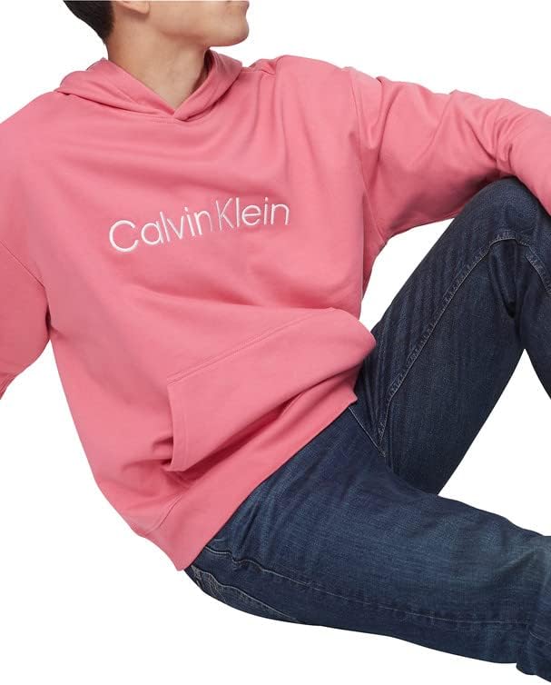 Calvin Klein Erkek Rahat Kesim Standart Logo Havlu Kapüşonlu Sweatshirt