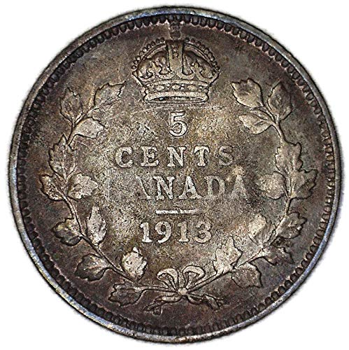 1913 CA George V ileDEİ GRA Kanada KM 22 Gümüş 5 Cent Çok iyi