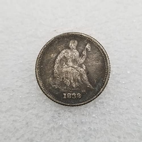 Antika el sanatları Amerikan 1838-O Versiyonu Yarım Genişlikte Pirinç Gümüş Kaplama Eski Gümüş Dolar Gümüş Yuvarlak