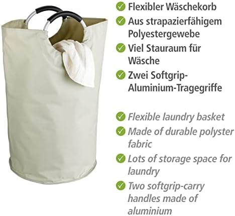 WENKO Panier à linge/sac de courses Jumbo Stone - sac multi-usage, sac à bouteilles Capacité: 69 l, Polyester, 38