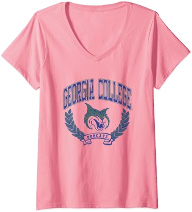 Gürcistan Bobcats Zafer Vintage Logo Resmi Lisanslı V Yaka Tişört