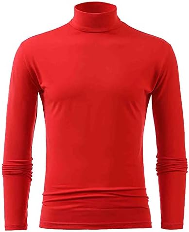 GDJGTA Erkek Kış Sıcak Yüksek Yaka Moda termal iç çamaşır Erkekler Temel Düz T Shirt Bluz Kazak Uzun Kollu Üst Kısa