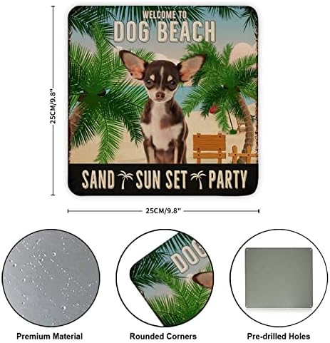 Komik Pet Köpek Metal Burcu hoşgeldiniz Köpek Plaj Kum Günbatımı Parti Vintage Köpek Kapı Askı Burcu Komik Ev Köpek