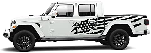 Yan Kapı Büyük ABD Bayrağı Grafik Çıkartmaları ile Uyumlu Jeep Gladyatör JT (Mat Siyah)