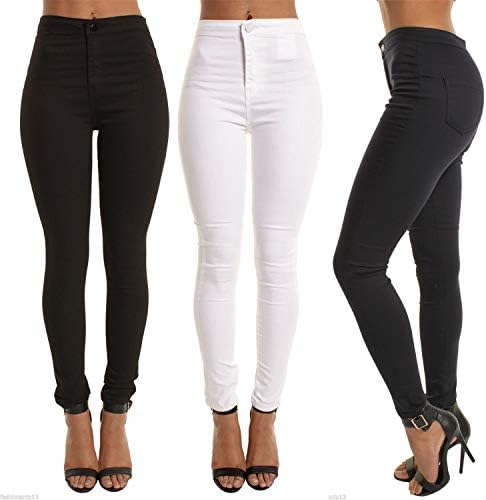 Andongnywell kadın Rahat Yüksek Bel Yırtık Skinny Jeans İnce Sıkıntılı Denim cepli pantolon Pantolon