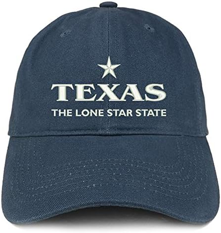 Moda Giyim Mağazası Texas Lone Star State Metin İşlemeli Yumuşak Taç %100 Fırçalanmış pamuklu kasket