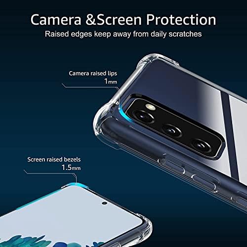 KİOMY Samsung Galaxy S20 FE 5G Şeffaf Kılıf ile 2 Adet HD Temperli Cam Ekran Koruyucu Hibrid Anti Sarı Sert PC Geri