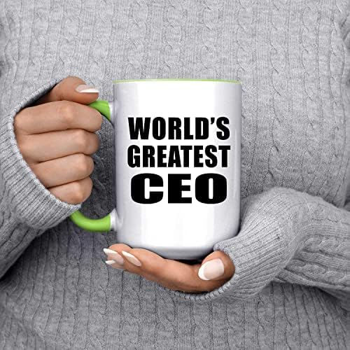Designsify Dünyanın En Büyük CEO'su, 15oz Accent Kahve Kupa Yeşil Seramik Çay kulplu fincan, Doğum Günü Yıldönümü