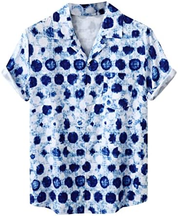 2023 Yeni Erkek Yaz Moda Rahat Hawaii Baskı Sahil Plaj Yaka Düğmesi T Shirt Gömlek Kısa Kollu Gömlek