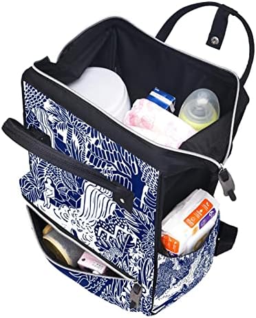 GUEROTKR Seyahat sırt çantası, Bebek Bezi Çantası, Sırt Çantası bebek bezi çantaları, vintage mavi manzara suluboya