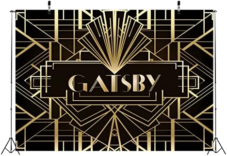BELECO 12x8ft Kumaş Gatsby Fotoğraf Backdrop Büyük Siyah ve Altın Altın Banner 1920 s Retro Kükreyen Gatsby Tema Parti