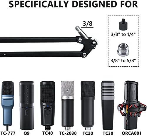 Yaratıcılar için Geekria TONOR TC-777, TC20, TC30, TC-2030 ile Uyumlu Mikrofon Kolu Masa Üstü Flanş Montajlı Mikrofon