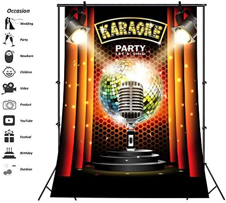 CSFOTO 6x8ft Karaoke Parti Zemin Gece Gösterisi Mikrofon Karaoke Doğum Günü Partisi Arka Plan Karaoke Doğum Günü Süslemeleri