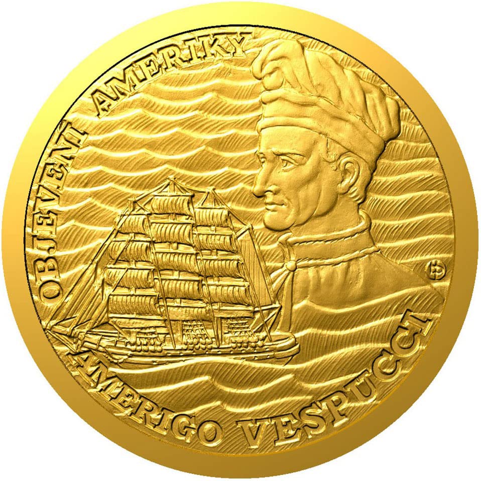 2022 DE Amerika'nın Keşfi PowerCoin Amerigo Vespucci 1/4 Oz Altın Sikke 10 $ Niue 2022 Kanıtı