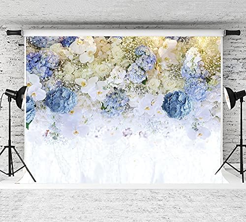 Beyaz Mavi Çiçekler Tema Fotoğraf Arka Planında Gül Çiçek Duvar Düğün Gelin Duş Parti Zemin Kız Kadın Doğum Günü Partisi