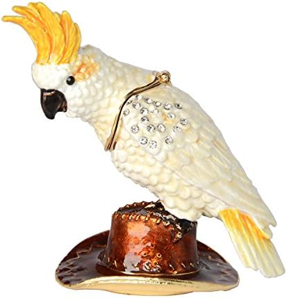 MİXDOM Amerika Papağanı Papağan Biblo Kutusu Mücevher Kutusu El Boyalı Dekoratif Kutu Menteşeli Kapaklı Yüzük Küpe