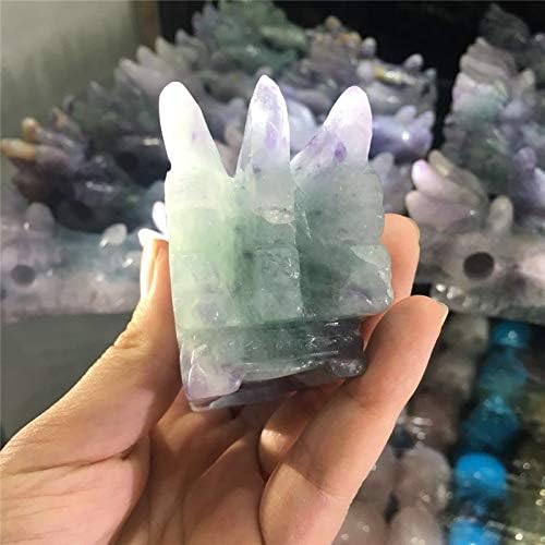 ZAMTAC 3 inç Doğal Kuvars Kristalleri Oyma Florit Ejderha Kafatası Başkanı Şifa Reiki Dekorasyon Kristal
