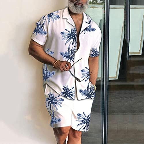 Erkek Eşofman Gömlek erkek Kollu Yaz Şort ve kısa pantolon 2 Parça Setleri Baskılı Plaj Erkek Takım Elbise ve Setleri