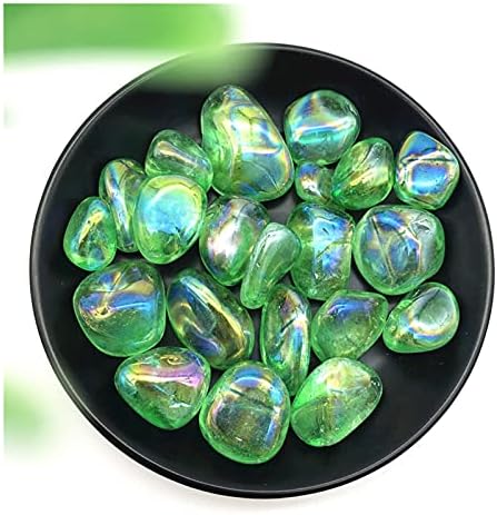 SHİTOU2231 100g Yeşil Titanyum Aura Galvanik Kuvars Kristal Eskitme Taşlar Şifa Doğal Taşlar ve Mineraller şifa taşları
