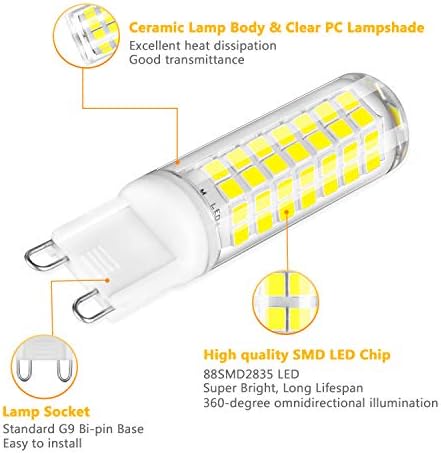 YUIIP G9 led ışık Ampul 7W Kısılabilir 50W 60W Halojen Ampuller Eşdeğer Günışığı Beyaz 6000k AC120V Lamba G9 Bi Pin