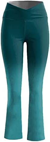 Kadın Yoga Pantolon Degrade Baskı Boot Cut Yüksek Bel Egzersiz Tayt Elastik No-See Through Flare Karın Kontrol Pantolon