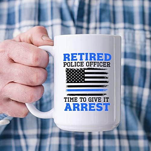 Emekli Polis Memuru Tutuklama Zamanı Doğum Günü için Beyaz Çay Fincanı Hediyesi, Emekli Polis Memuru Kahve Kupa Bardak