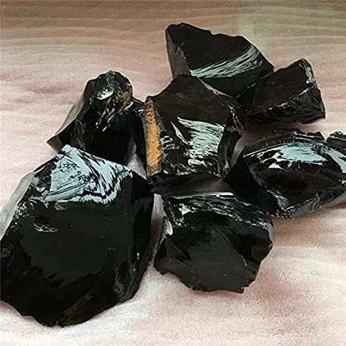 LEEVON 1 adet Doğal Gerçek ham Kaba Siyah Obsidyen Kuvars Kristal Numune Taş YUANNYİN