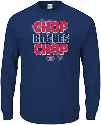 Smack Giyim Atlanta Beyzbol Hayranları. Doğramak B!tches Chop Lacivert Tişört (Sm-5X)
