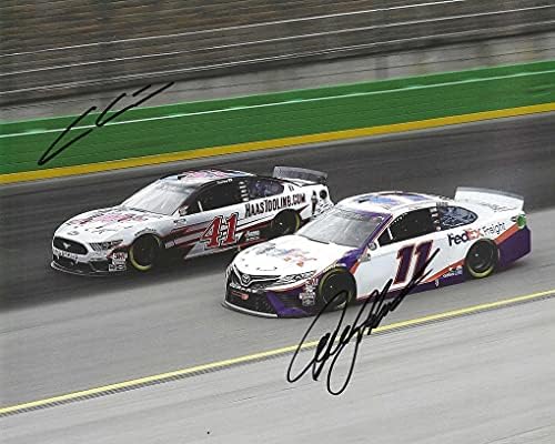 2X İMZALI Denny Hamlin ve Cole Custer 2020 Kentucky Motor Speedway ZAFER SAVAŞI (11 FedEx / 41 Haas) NASCAR Kupası