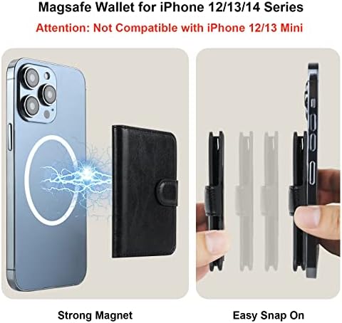 MagSafe Cüzdan Manyetik Kart Tutucu için Bocasal, iPhone 14/13/12 Pro / Max / Plus için RFID Engelleme Deri Kart Yuvaları,