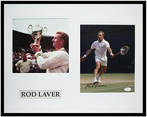 Rod Laver İmzalı Çerçeveli 16x20 Fotoğraf Ekranı JSA İmzalı Tenis Fotoğrafları