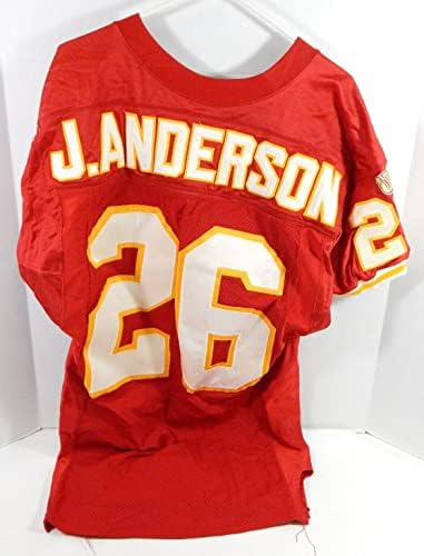1996 Kansas City Chiefs J. Anderson 26 Oyun Kullanılmış Kırmızı Forma 40 DP32177-İmzasız NFL Oyun Kullanılmış Formalar