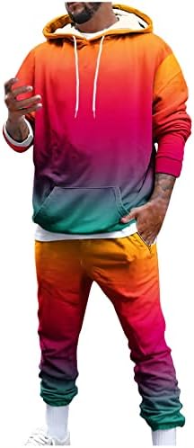 lcepcy erkek Batik Eşofman Hoodie ile 2 Parça Eşofman Kıyafetler Casual Jogger Uzun Kollu Hoodies ve Sweatpant Seti
