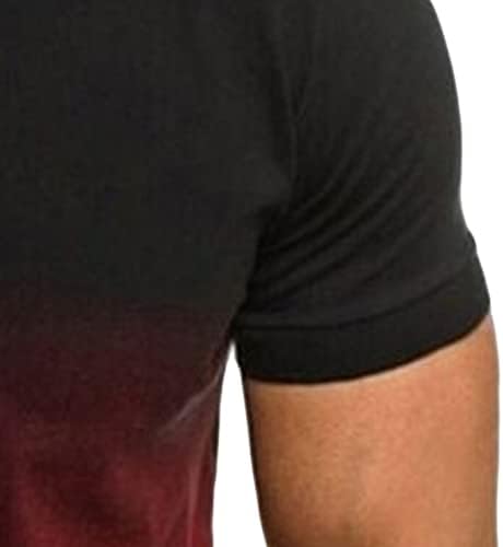 Erkek 3D Degrade T Shirt Atletik Basit Düz Renk Degrade T-Shirt Yaz Kısa Kollu Casual Tops