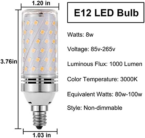 LEKE E12 LED Ampul 80 W-100 W Eşdeğer E12 Şamdan Ampul 1000 Lümen kısılabilir E12 Ampul 8 W 3000 K Sıcak Beyaz(4 Paket)