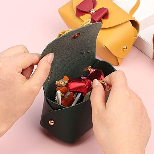 ZJHYXYH 1 pc Taşınabilir Deri Şeker Çanta Yaratıcı Renkli Çanta İlmek Parti Hediye Kutusu bozuk para cüzdanı Takı
